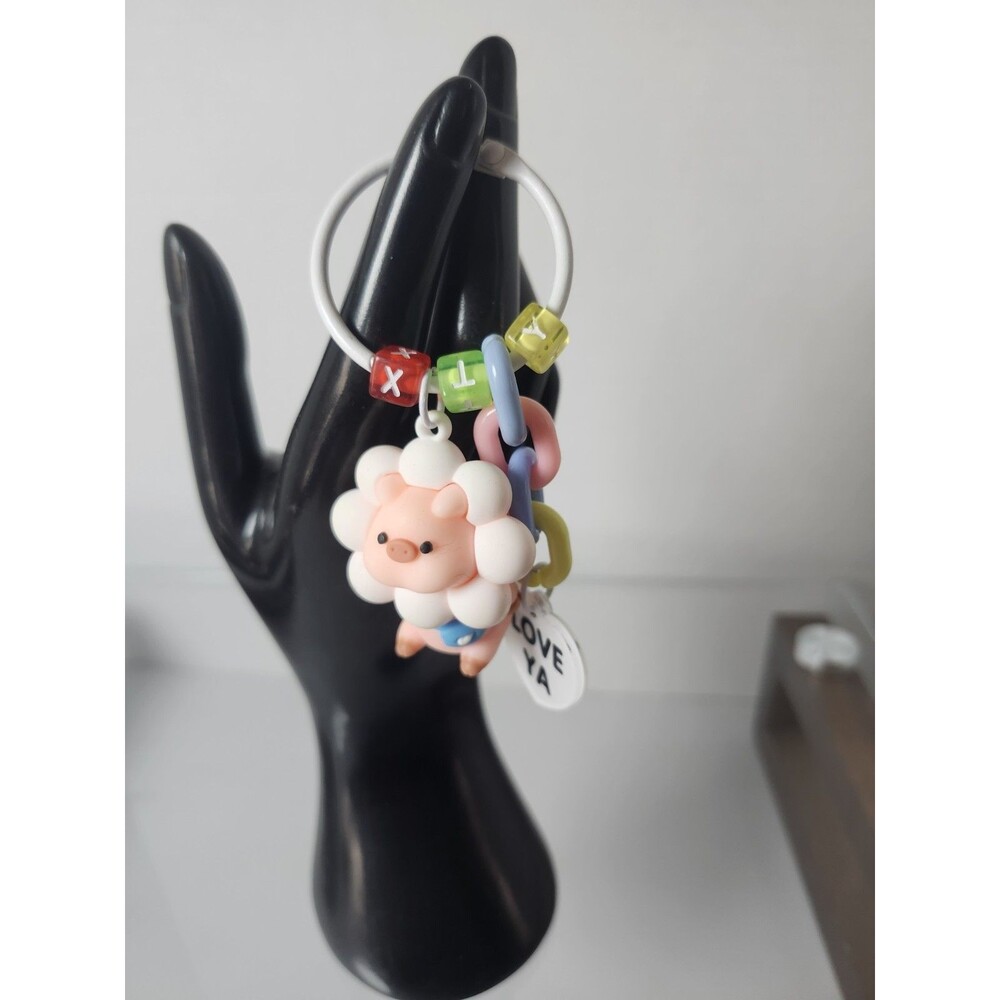 Pig Keychain Happy Flower Piglet Bag Charms Key ring Charm New